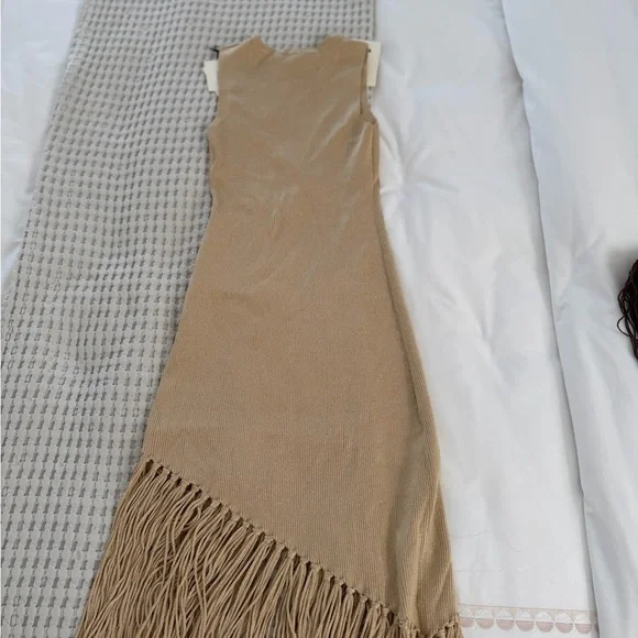 Sandro Metallic Knit Sleeveless dress in gold - Picture 3 of 5